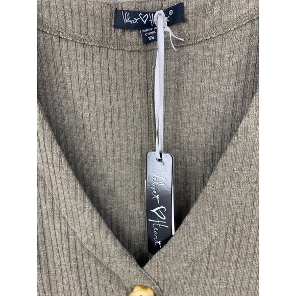 NWT Velvet Heart - Brown/Green ribbed fit & flare sweater dress Size XS - Picture 3 of 9